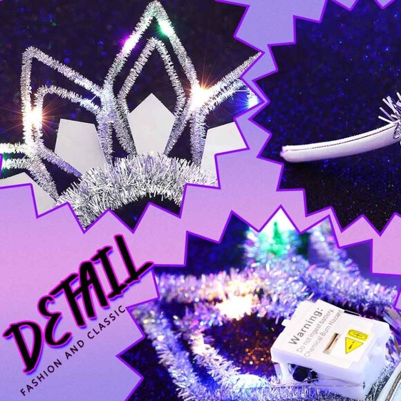 Light Up Headband Led Silver Headbands Glow Disco Party Costume Hair Accessories - Picture 6 of 7